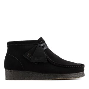 Womens Clarks Wallabee Boot (Black Suede)
