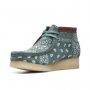 Ladies Clarks Wallabee Boot (Green Paisley)